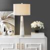 SAFAVIEH Lighting Collection Delilah Alabaster White 30-inch Bedroom Living Room Home Office Desk Nightstand Table Lamp (LED Bulb Included)