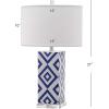 SAFAVIEH Lighting Collection Diamonds Modern Contemporary Light Blue 27-inch Bedroom Living Room Home Office Desk Nightstand Table Lamp (LED Bulbs Included)(Navy)