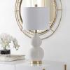 SAFAVIEH Lighting Collection Emery Modern Contemporary Ivory Mosaic Double Gourd 25-inch Bedroom Living Room Home Office Desk Nightstand Table Lamp (LED Bulb Included)