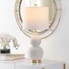 SAFAVIEH Lighting Collection Emery Modern Contemporary Ivory Mosaic Double Gourd 25-inch Bedroom Living Room Home Office Desk Nightstand Table Lamp (LED Bulb Included)