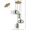 SAFAVIEH Lighting Collection Equinox Smoke Grey/Brass 4-Light Adjustable Pendant Hanging Light Fixture, Ideal for Dining Room, Kitchen Island, Entryway (LED Bulbs Included)