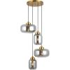 SAFAVIEH Lighting Collection Equinox Smoke Grey/Brass 4-Light Adjustable Pendant Hanging Light Fixture, Ideal for Dining Room, Kitchen Island, Entryway (LED Bulbs Included)