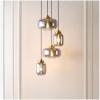 SAFAVIEH Lighting Collection Equinox Smoke Grey/Brass 4-Light Adjustable Pendant Hanging Light Fixture, Ideal for Dining Room, Kitchen Island, Entryway (LED Bulbs Included)
