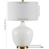 SAFAVIEH Lighting Collection Eugenie Modern Contemporary Antique White Glass Gourd 27-inchBedroom Living Room Home Office Desk Nightstand Table Lamp (LED Bulb Included)