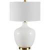 SAFAVIEH Lighting Collection Eugenie Modern Contemporary Antique White Glass Gourd 27-inchBedroom Living Room Home Office Desk Nightstand Table Lamp (LED Bulb Included)