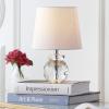 SAFAVIEH Lighting Collection Eunice Modern Glam Clear Crystal 13-inch Bedroom Living Room Home Office Desk Nightstand Round Table Lamp (LED Bulb Included)