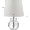 SAFAVIEH Lighting Collection Eunice Modern Glam Clear Crystal 13-inch Bedroom Living Room Home Office Desk Nightstand Round Table Lamp (LED Bulb Included)