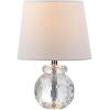 SAFAVIEH Lighting Collection Eunice Modern Glam Clear Crystal 13-inch Bedroom Living Room Home Office Desk Nightstand Round Table Lamp (LED Bulb Included)