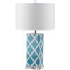 SAFAVIEH Lighting Collection Garden Lattice Trellis Modern Contemporary Light Blue 27-inch Bedroom Living Room Home Office Desk Nightstand Table Lamp (LED Bulbs Included)(Light Blue)