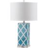 SAFAVIEH Lighting Collection Garden Lattice Trellis Modern Contemporary Light Blue 27-inch Bedroom Living Room Home Office Desk Nightstand Table Lamp (LED Bulbs Included)(Light Blue)