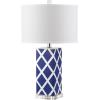 SAFAVIEH Lighting Collection Garden Lattice Trellis Modern Contemporary Light Blue 27-inch Bedroom Living Room Home Office Desk Nightstand Table Lamp (LED Bulbs Included)(Navy)