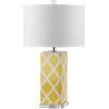 SAFAVIEH Lighting Collection Garden Lattice Trellis Modern Contemporary Light Blue 27-inch Bedroom Living Room Home Office Desk Nightstand Table Lamp (LED Bulbs Included)(Yellow)