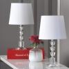 SAFAVIEH Lighting Collection Harlow Modern Glam Tiered Crystal/ Grey Shade 16-inch Bedroom Living Room Home Office Desk Nightstand Table Lamp Set of 2 (LED Bulbs Included)(Clear/White)