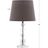 SAFAVIEH Lighting Collection Harlow Modern Glam Tiered Crystal/ Grey Shade 16-inch Bedroom Living Room Home Office Desk Nightstand Table Lamp Set of 2 (LED Bulbs Included)(Clear/Grey – Set of 2)