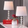 SAFAVIEH Lighting Collection Harlow Modern Glam Tiered Crystal/ Grey Shade 16-inch Bedroom Living Room Home Office Desk Nightstand Table Lamp Set of 2 (LED Bulbs Included)(Clear/White)