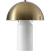 SAFAVIEH Lighting Collection JOVE Modern White/Brass Metal Dome Shade 18-inch Table Lamp (LED Bulb Included)