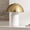 SAFAVIEH Lighting Collection JOVE Modern White/Brass Metal Dome Shade 18-inch Table Lamp (LED Bulb Included)