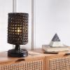 SAFAVIEH Lighting Collection Knowles Black Water Hyacinth 16-inch Table Lamp with USB Charging Port (LED Bulb Included)(Black)