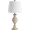 SAFAVIEH Lighting Collection Kyler Rustic Farmhouse Brown Wood Finish 28-inch Bedroom Living Room Home Office Desk Nightstand Table Lamp (LED Bulb Included)
