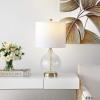 SAFAVIEH Lighting Collection Lovell Clear Glass/ Gold 22-inch Bedroom Living Room Home Office Desk Nightstand Table Lamp (LED Bulb Included)