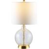 SAFAVIEH Lighting Collection Lovell Clear Glass/ Gold 22-inch Bedroom Living Room Home Office Desk Nightstand Table Lamp (LED Bulb Included)