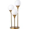SAFAVIEH Lighting Collection Marzio Modern Brass Gold 3-Orb 25-inch Bedroom Living Room Home Office Desk Nightstand Table Lamp (LED Bulb Included)