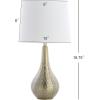 SAFAVIEH Lighting Collection Medford Brass Gold 19-Inch Table Lamp with White Fabric Shade, Modern Glam Bedside Nightstand Lamp, LED Bulb Included (TBL4082A)