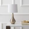 SAFAVIEH Lighting Collection Medford Brass Gold 19-Inch Table Lamp with White Fabric Shade, Modern Glam Bedside Nightstand Lamp, LED Bulb Included (TBL4082A)