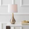 SAFAVIEH Lighting Collection Medford Brass Gold 19-Inch Table Lamp with White Fabric Shade, Modern Glam Bedside Nightstand Lamp, LED Bulb Included (TBL4082A)