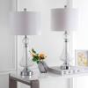 SAFAVIEH Lighting Collection Mercury Crackle Glass/ Black Shade 26-inch Bedroom Living Room Home Office Desk Nightstand Table Lamp Set of 2 (LED Bulbs Included)(Clear/White – Set of 2)