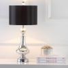 SAFAVIEH Lighting Collection Mercury Crackle Glass/ Black Shade 26-inch Bedroom Living Room Home Office Desk Nightstand Table Lamp Set of 2 (LED Bulbs Included)(Mercury – Set of 2)