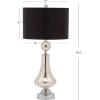 SAFAVIEH Lighting Collection Mercury Crackle Glass/ Black Shade 26-inch Bedroom Living Room Home Office Desk Nightstand Table Lamp Set of 2 (LED Bulbs Included)(Mercury – Set of 2)