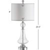 SAFAVIEH Lighting Collection Mercury Crackle Glass/ Black Shade 26-inch Bedroom Living Room Home Office Desk Nightstand Table Lamp Set of 2 (LED Bulbs Included)(Clear/White – Set of 2)