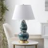 SAFAVIEH Lighting Collection Modern Swirls Blue/ White 29-inch Bedroom Living Room Home Office Desk Nightstand Table Lamp (LED Bulbs Included)(Blue/White)