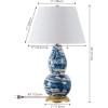 SAFAVIEH Lighting Collection Modern Swirls Blue/ White 29-inch Bedroom Living Room Home Office Desk Nightstand Table Lamp (LED Bulbs Included)(Navy/White)