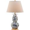 SAFAVIEH Lighting Collection Modern Swirls Blue/ White 29-inch Bedroom Living Room Home Office Desk Nightstand Table Lamp (LED Bulbs Included)(Navy/White)