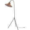 SAFAVIEH Lighting Collection Myah Modern Boho Black/Brown Shade Rattan 62-inch Tripod Floor Lamp (LED Bulb Included)