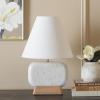SAFAVIEH Lighting Collection Naira White Marble/Natural 17-inch Table Lamp (LED Bulb Included)