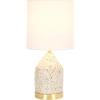 SAFAVIEH Lighting Collection Nicolai White Terrazzo/Gold 20-inch Bottle Table Lamp (LED Bulb Included)