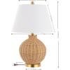 SAFAVIEH Lighting Collection Nobuo Natural/Brass 23-inch Table Lamp (LED Bulb Included)