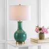 SAFAVIEH Lighting Collection Paris Modern Emerald Green Ceramic 28-inch Bedroom Living Room Home Office Desk Nightstand Table Lamp (LED Bulb Included)(Emerald)