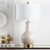 SAFAVIEH Lighting Collection Paris Modern Emerald Green Ceramic 28-inch Bedroom Living Room Home Office Desk Nightstand Table Lamp (LED Bulb Included)(Gray)