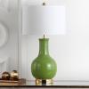 SAFAVIEH Lighting Collection Paris Modern Emerald Green Ceramic 28-inch Bedroom Living Room Home Office Desk Nightstand Table Lamp (LED Bulb Included)(Green)