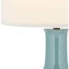 SAFAVIEH Lighting Collection Paris Modern Emerald Green Ceramic 28-inch Bedroom Living Room Home Office Desk Nightstand Table Lamp (LED Bulb Included)(Light Blue)