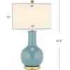 SAFAVIEH Lighting Collection Paris Modern Emerald Green Ceramic 28-inch Bedroom Living Room Home Office Desk Nightstand Table Lamp (LED Bulb Included)(Light Blue)