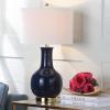 SAFAVIEH Lighting Collection Paris Modern Emerald Green Ceramic 28-inch Bedroom Living Room Home Office Desk Nightstand Table Lamp (LED Bulb Included)(Navy)