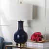 SAFAVIEH Lighting Collection Paris Modern Emerald Green Ceramic 28-inch Bedroom Living Room Home Office Desk Nightstand Table Lamp (LED Bulb Included)(Navy)