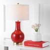 SAFAVIEH Lighting Collection Paris Modern Emerald Green Ceramic 28-inch Bedroom Living Room Home Office Desk Nightstand Table Lamp (LED Bulb Included)(Red)