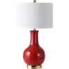 SAFAVIEH Lighting Collection Paris Modern Emerald Green Ceramic 28-inch Bedroom Living Room Home Office Desk Nightstand Table Lamp (LED Bulb Included)(Red)