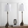 SAFAVIEH Lighting Collection Rimini Traditional Rustic Farmhouse Antique Silver 34-inch Bedroom Living Room Home Office Desk Nightstand Table Lamp Set of 2 (LED Bulbs Included)